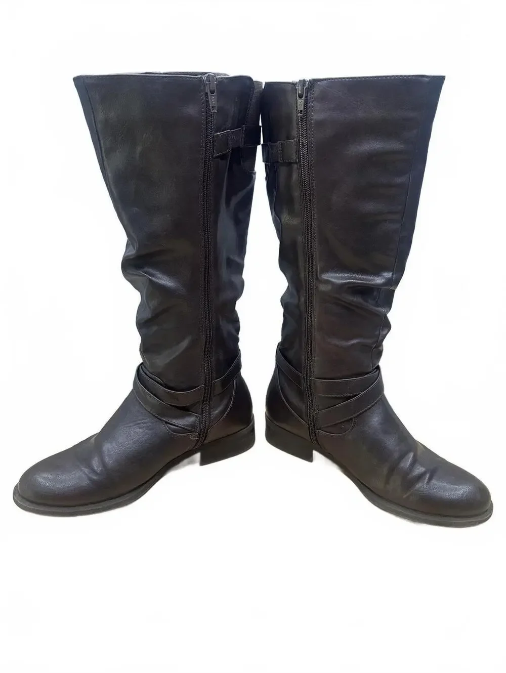 White Mountain Classic Black Leather Riding Boots